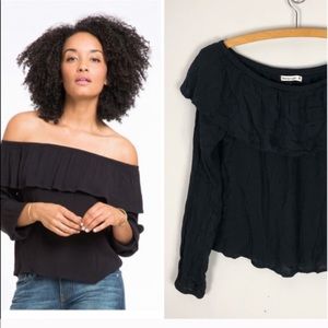 Marine Layer Hudson Black Off the Shoulder Top 455